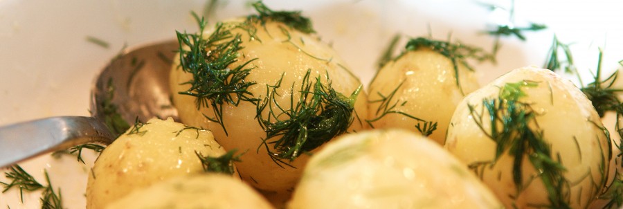 smørdampede dild-kartofler